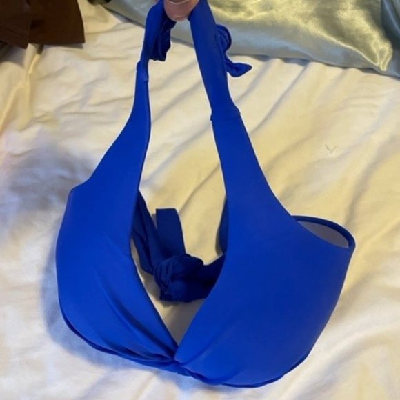 H2oh Halter top bikini in Pacific Blue, worn ONCE! molded cups 32-40 DD-E - Picture 3 of 9